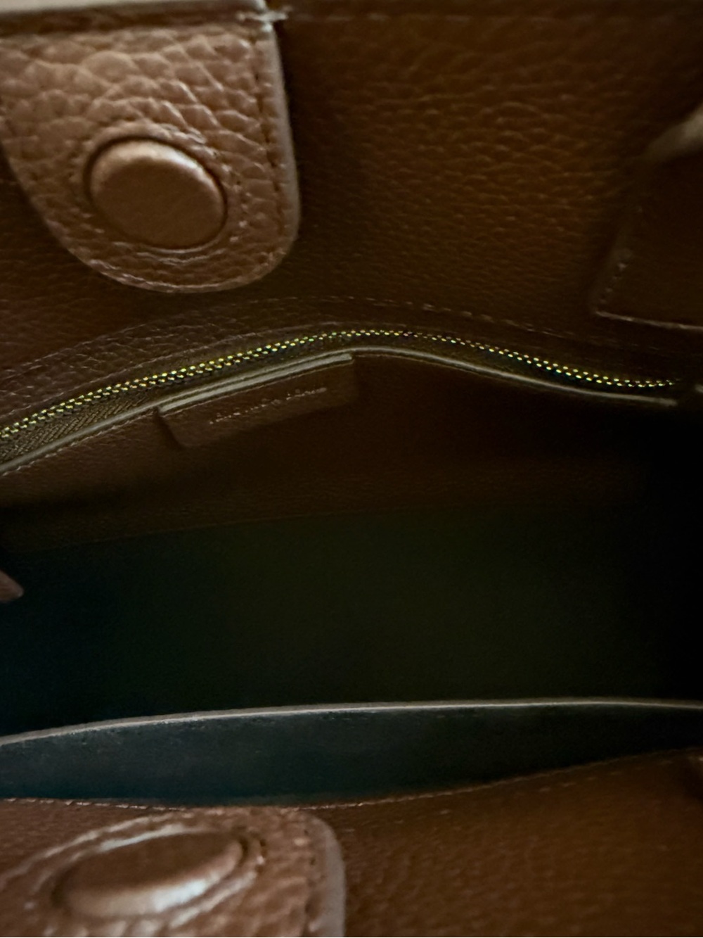 Veronica Beard Dash Bag Pebbled Leather Top-Handle Tote Brown with Gold Hardware - Picture 15 of 16